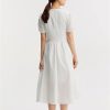 Women's Summer V Neck Puff Sleeve Midi Dress Solid Color Slim Fit Sweet Style Fashion Dresses
