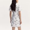 Women's Floral Embroidery Print Cheongsam Dress Summer Bubble Sleeves Buttoned Traditional Chinese Dresses