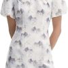 Women's Floral Embroidery Print Cheongsam Dress Summer Bubble Sleeves Buttoned Traditional Chinese Dresses