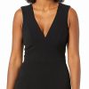 Women's Sandra Plunging Thick Strap Solid Gown with Slit Dress