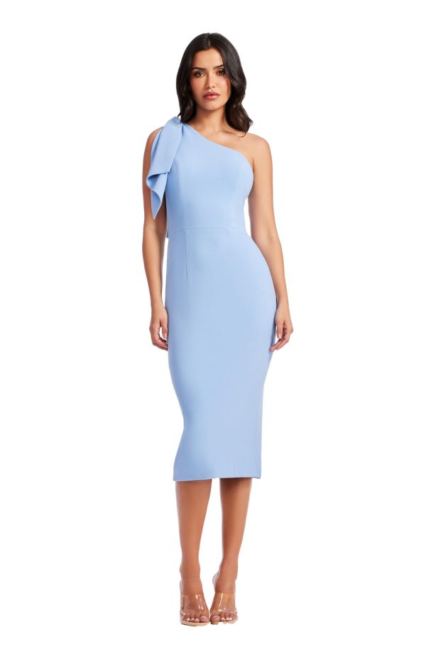 Women's Tiffany One Shoulder Bow Detail Midi Sheath Dress