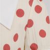 Women's 50s Vintage Polka Dot Midi Dress Turn Down Collar Button Front Summer Dresses