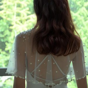 Pearl Shawl for Women, Soft Tulle Capes and Wraps for Evening Dress Wedding Party Bolero Cover Up