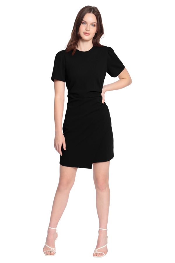 Women's Sleek Faux Wrap Dress with Asymmetric Skirt Office Workwear Event Guest of