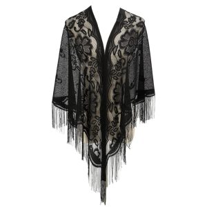 Shawl Wraps for Women New Nylon Hollow Solid Color Breathable Tassel Triangle Scarf Shawl