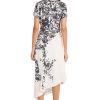 Women's Ruched Waist Asymmetrical Midi Boat Neck Short Sleeve-Special Occasion Wedding Guest Dress