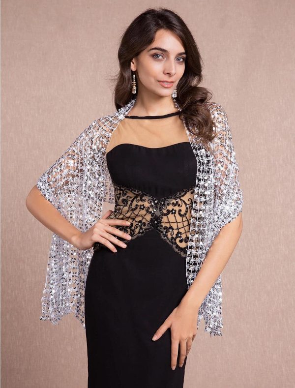 Sparkling Metallic Shawls and Wraps with Buckle for Evening Party Dresses Wedding Party