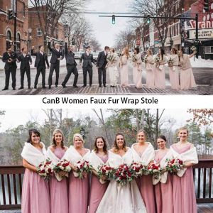Women's Faux Rabbit Fur Stole Winter Bridal Fur Wraps and Shawls Bride Wedding Fur Cape for Bridesmaids