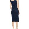 Women's Tea Length Sequin Lace Special Occasion Dress with Illusion Sleeve Jacket (Petite and Regular Sizes)