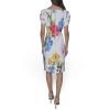 Women's Short Ruched Sleeve Jewel Neck Sheath Mini Dress