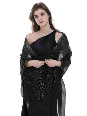 Starry Night Shawls and Wraps for Evening Dresses, Shiny Scarf for Women’s Formal Wear
