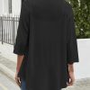 Women Cardigan 3/4 Sleeves Open Front Lightweight Cardigan Draped Ruffles Knit Cardigan