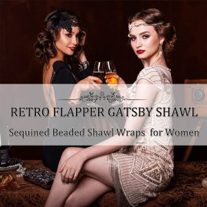 1920s Women’s Shawl Wraps Sequin Beaded Bridal Shawls Flapper Evening Cape