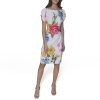 Women's Short Ruched Sleeve Jewel Neck Sheath Mini Dress