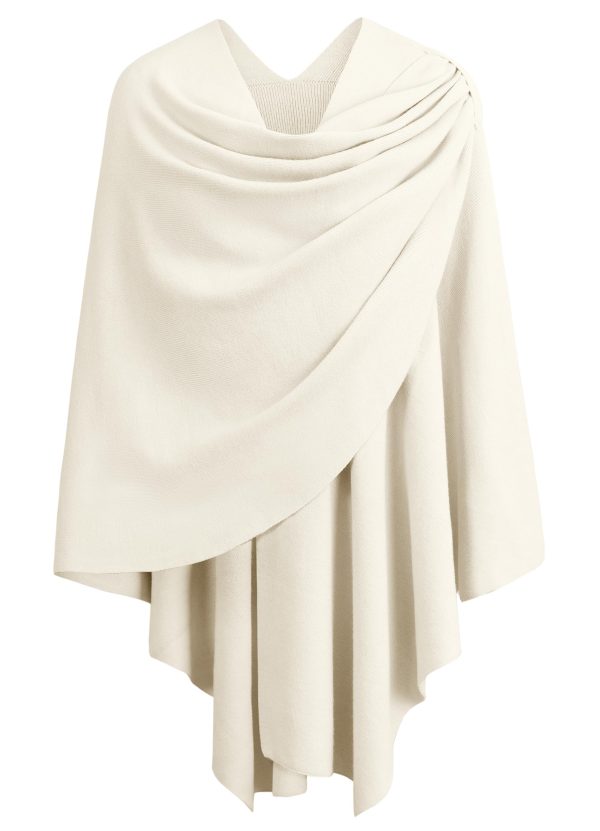 Womens Large Cross Front Poncho Sweater Wrap Topper Knitted Elegant Shawls Cape for Fall Winter