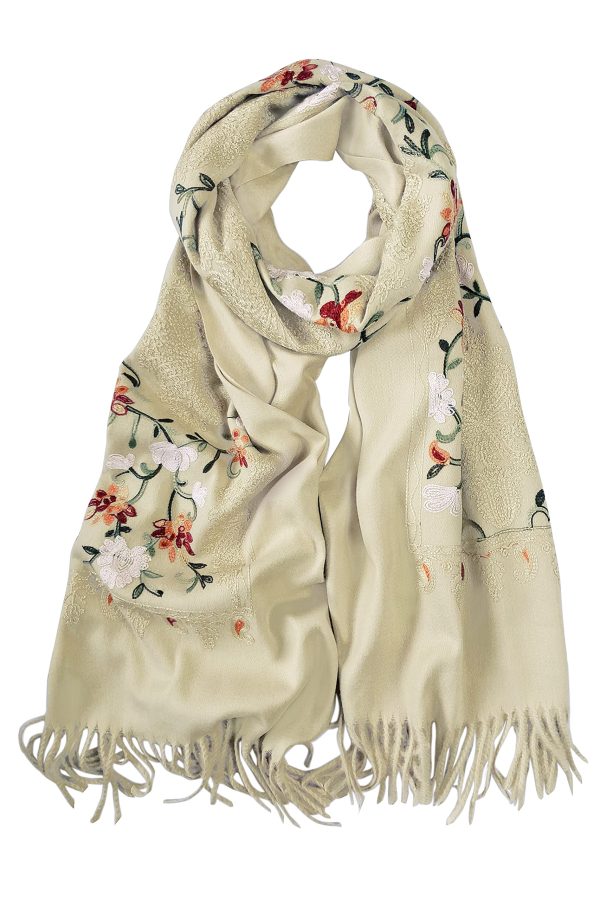 Women's Embroidered Tassel Long Shawl Oversize Scarf Wraps for Women