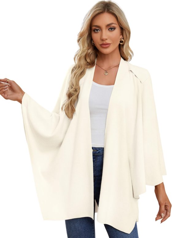 Womens Large Cross Front Poncho Sweater Wrap Topper Knitted Elegant Shawls Cape for Fall Winter