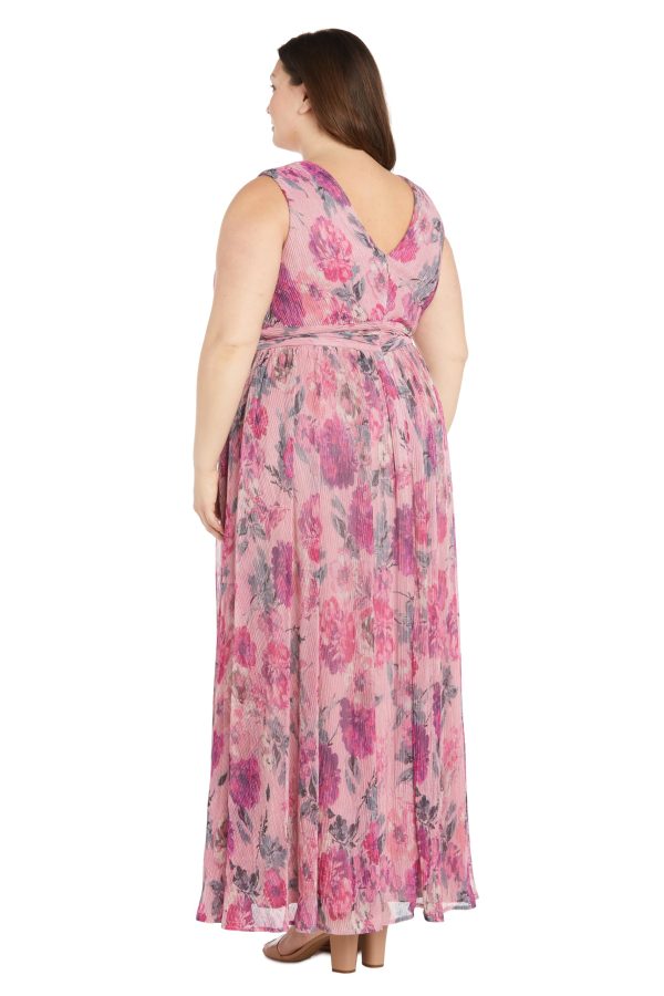Womens Plus Metallic Mesh Evening Dress