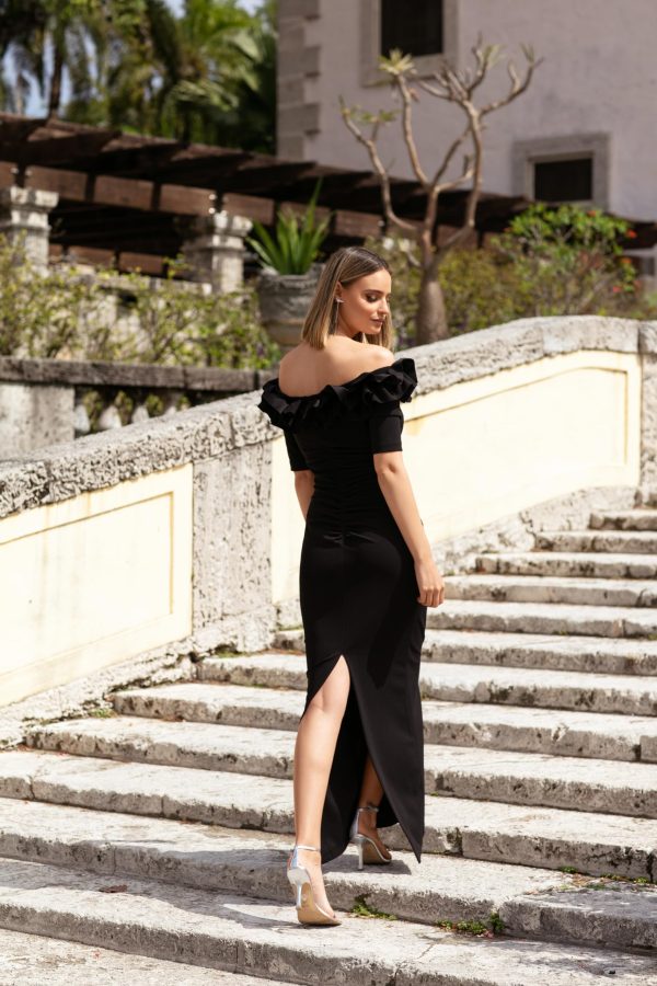 Women's Long Off The Shoulder Scuba Crepe Dress (Reg and Petite)