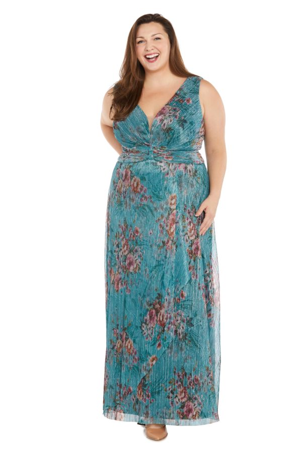 Crinkle Pleated Maxi Dress W/Ruffle Cascade Side